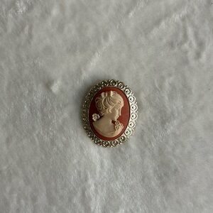 Vintage Cameo Brooch with Silver Accents